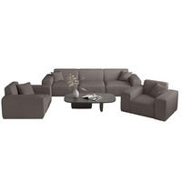 SOFASET Celes Premium 3-1-1 Stoff Scala - Taupe, Holzwerkstoff/Textil (225/73/88cm) - Fun Möbel