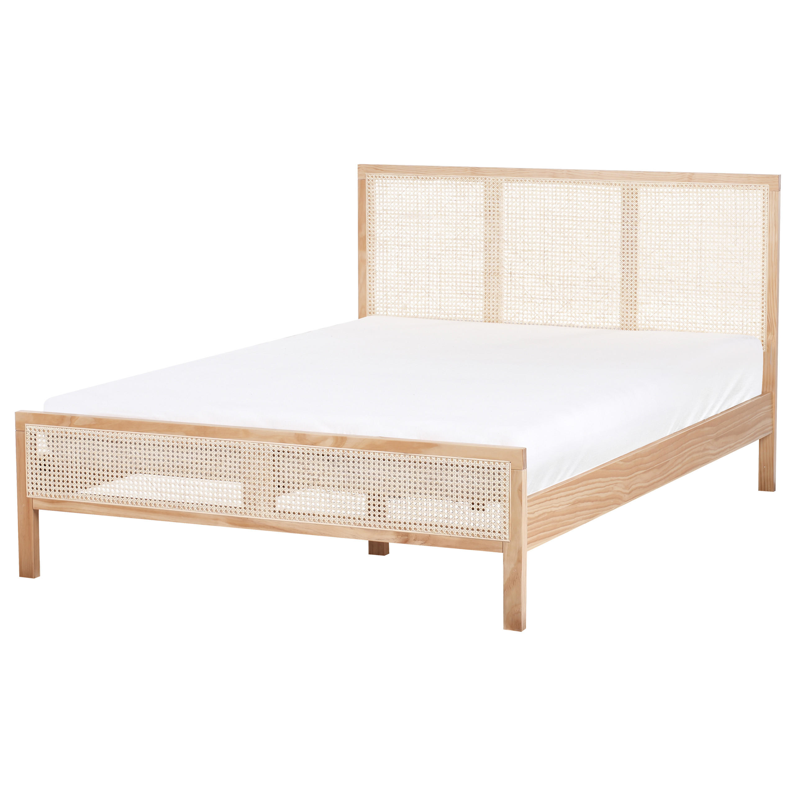 PAT cu somieră 140/200 cm lemn de pin maro deschis Salernas - maro deschis, lemn (140/200cm) - Beliani