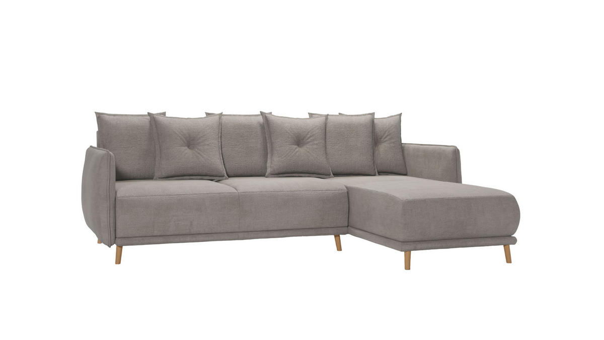 ECKSOFA Chroma Dunkelbeige Luxusmicrofaser - Beige/Braun, Holz/Textil (238/170cm) - S-Style Möbel