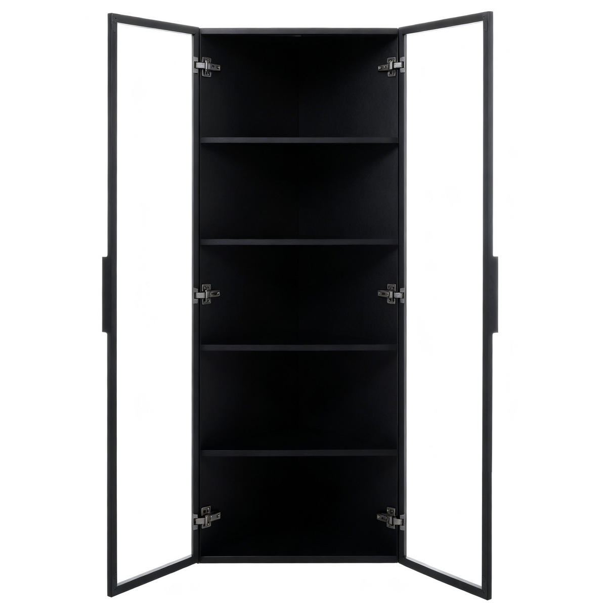 ECKVITRINE mit LED 62 x 35 x 160 cm MDF Glas Black - Schwarz, Glas (35/160/62cm) - Beauniv