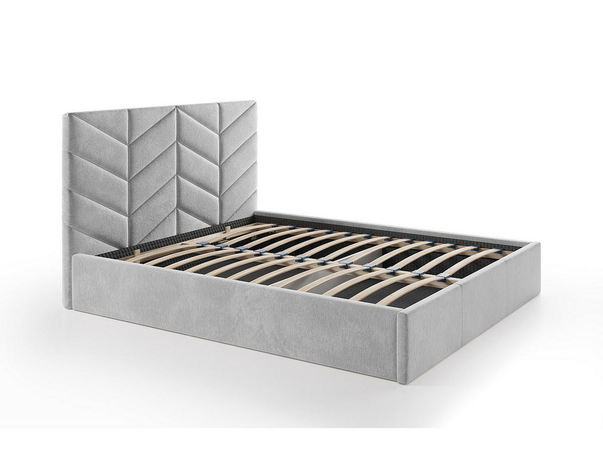 BETT mit Bettkasten - 2 Personen - Stoff - Grau - Grau, Textil (180/200cm) - Vente-Unique