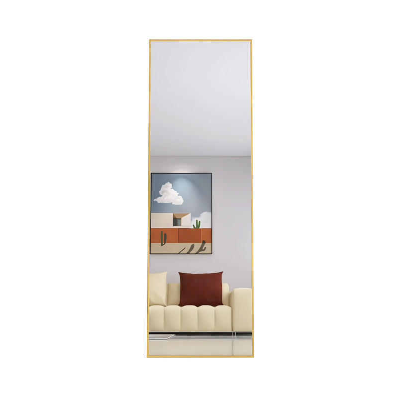 STANDSPIEGEL Ganzkörperspiegel,162 × 53 cm, freistehend oder zur Wandmontage geeignet,goldfarben, Aluminiumlegierung - Goldfarben, Glas (53/162/3cm) - WoodenAura