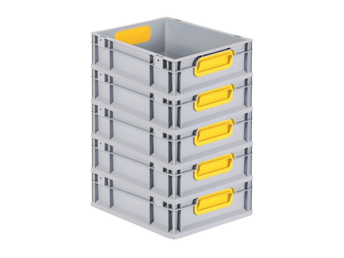 EUROBOX 5x Nextgen Color 12x30x40cm 11 Liter Griffe Gelb Geschlossen - Gelb, Kunststoff (30/12/40cm) - PROREGAL