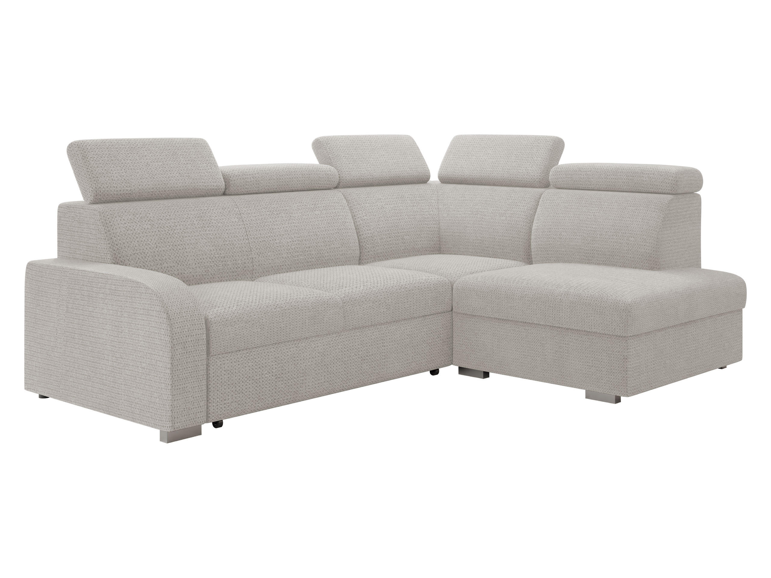 ECKSOFA Oslo 2rRLXp, Seite: Rechts 2R+R+LXP - Silberfarben/Creme, Holz/Textil (250/200cm) - MIRJAN24
