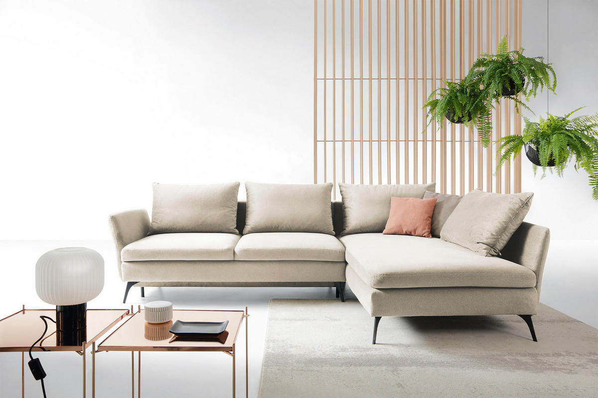 ECKSOFA Demisbal Cremeweiß mit Bettkasten - Creme, Textil (282/182cm) - Selsey