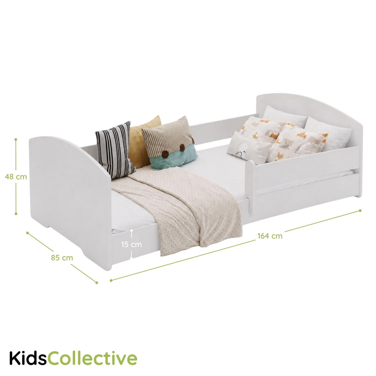 BODENBETT mit Matratze 80x160 cm in Weiß - Weiß, Holzwerkstoff (80/160cm) - Kids Collective
