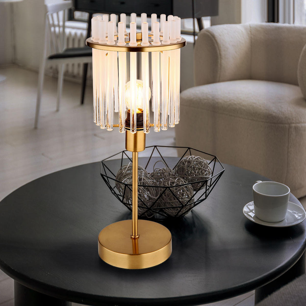 LED TISCHLEUCHTE GORLEY Metall Gold - Goldfarben, Glas (15/15/37.5cm) - Globo Lighting