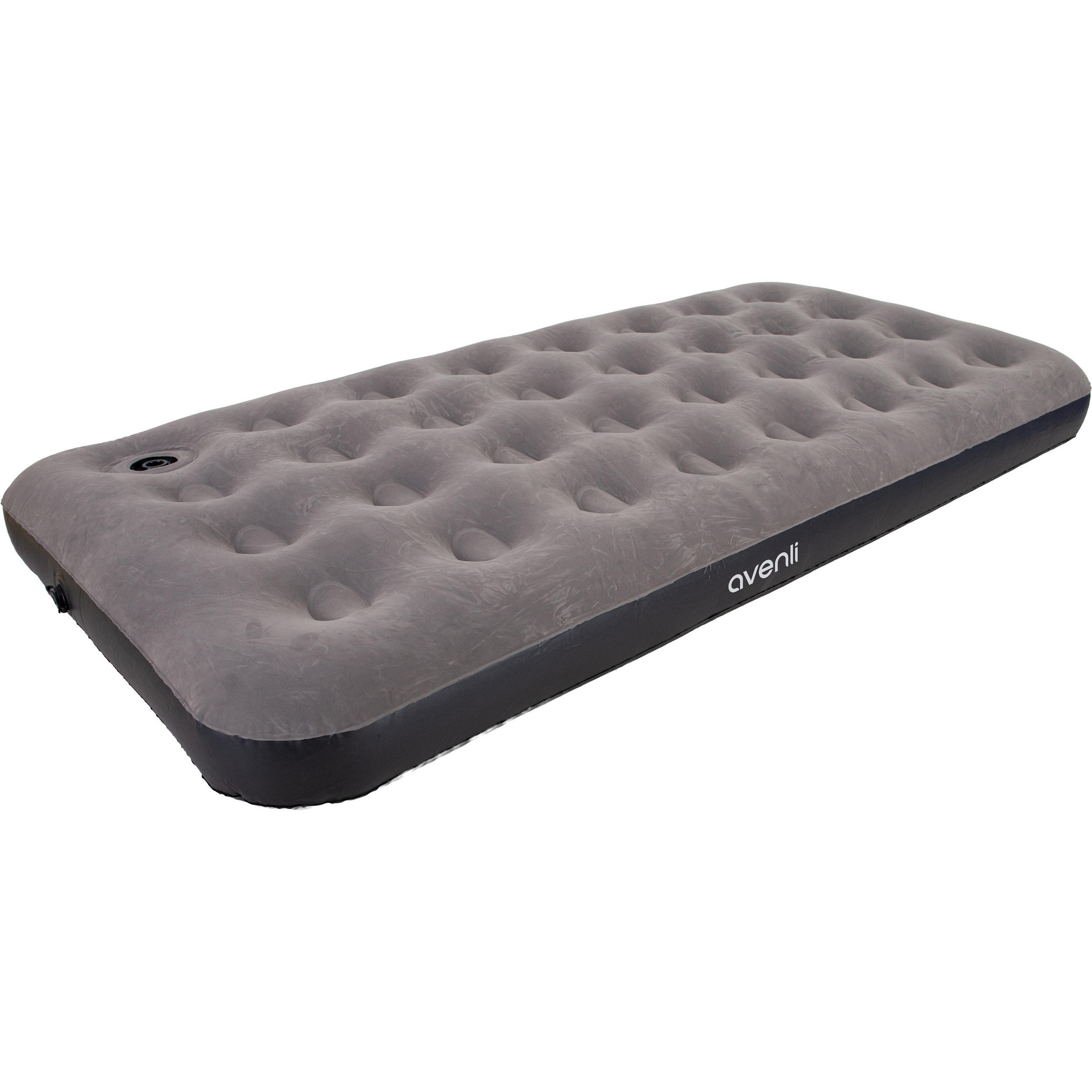 LUFTBETT Luftmatratze Camping CloudCoil grau mit Fußpumpe 191x99x22cm - Grau, Kunststoff (99/191cm) - Avenli