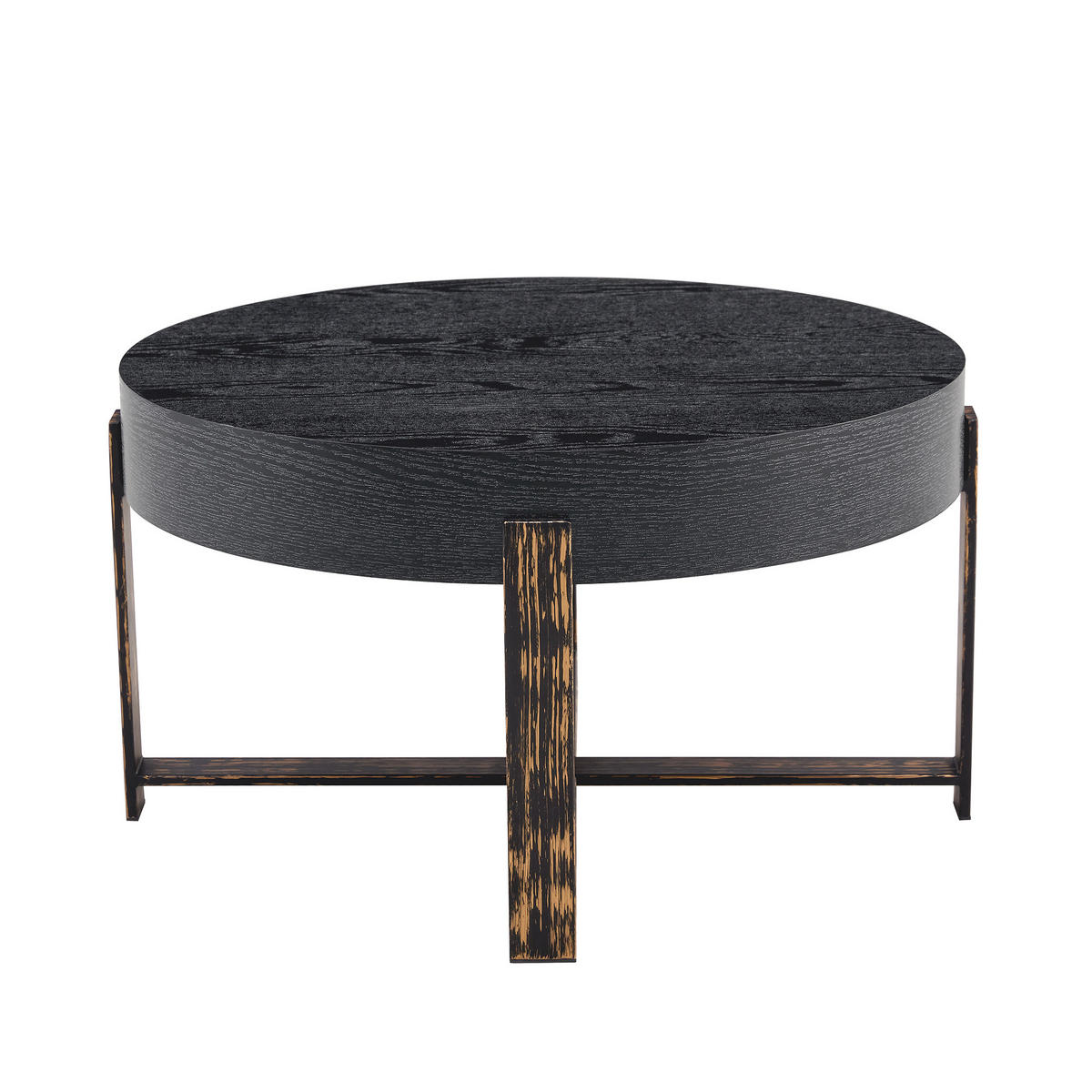 BEISTELLTISCH 68/68/39 cm Schwarz mit Kreuzfuß aus Metall und MDF - Schwarz, Holzwerkstoff (68/68/39cm) - OKWISH