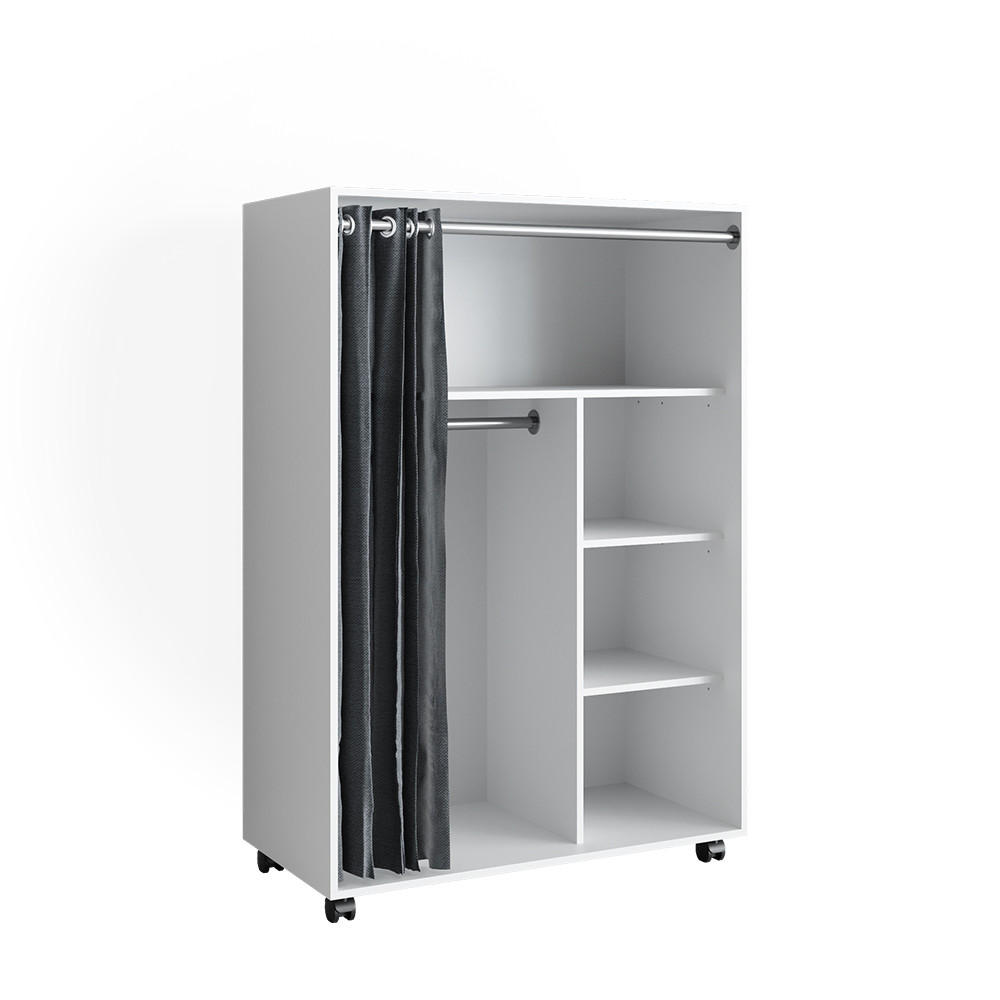 KLEIDERSCHRANK Doros Weiß 100 x 146.6 cm offen, mit Rollen - Weiß, Holzwerkstoff (100/146.6/50cm) - Vicco