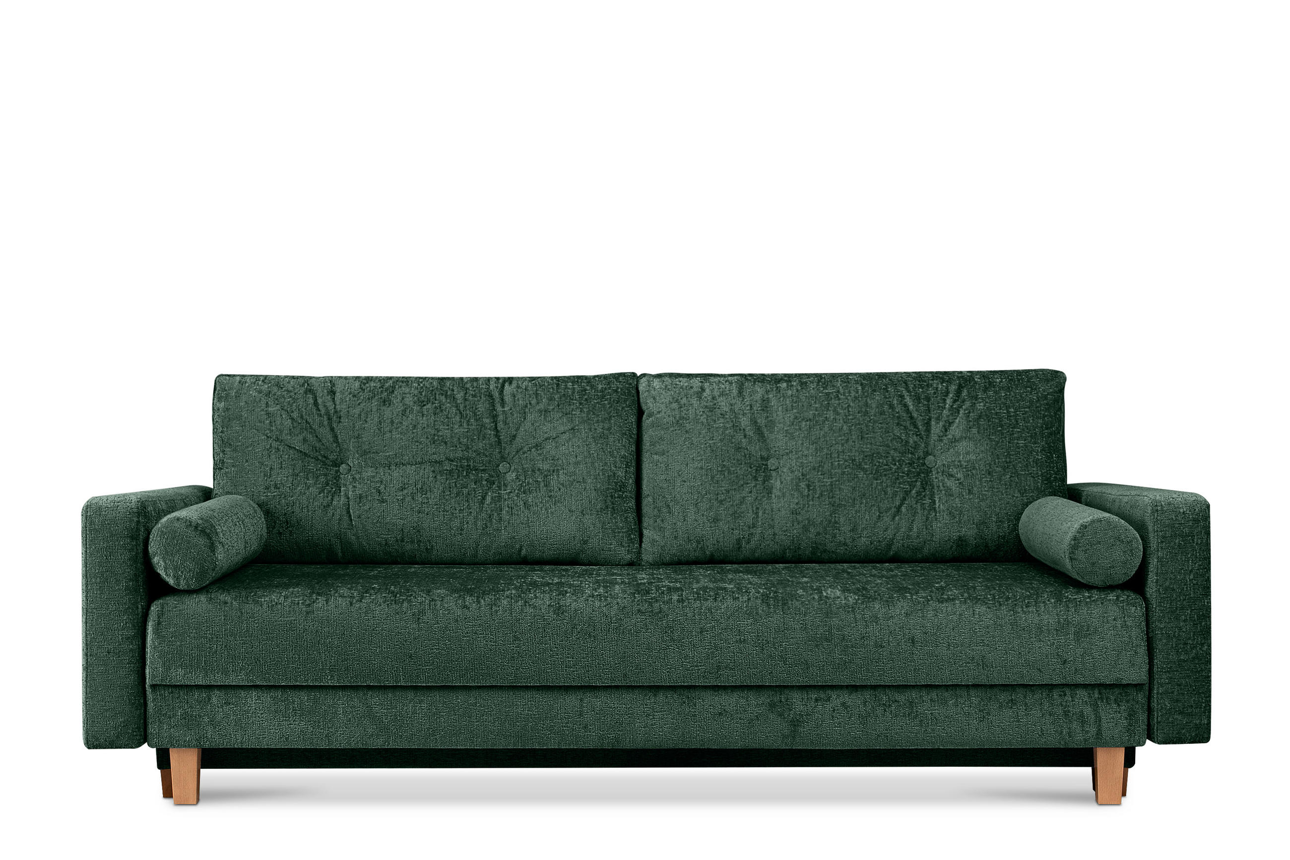 3-SITZER-SCHLAFSOFA ERISO mit weiche Sitzfläche und hohe Rückenlehne, Chenille-Stoff, grun - Braun/Grün, Textil (220/80/100cm) - KONSIMO®