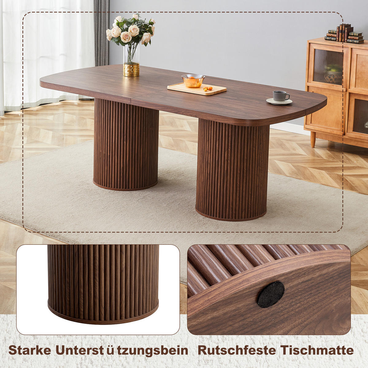 ESSTISCH Walnussoptik 180/90/76 cm - Walnussfarben, Holz (90/180/76cm) - PANGIVO
