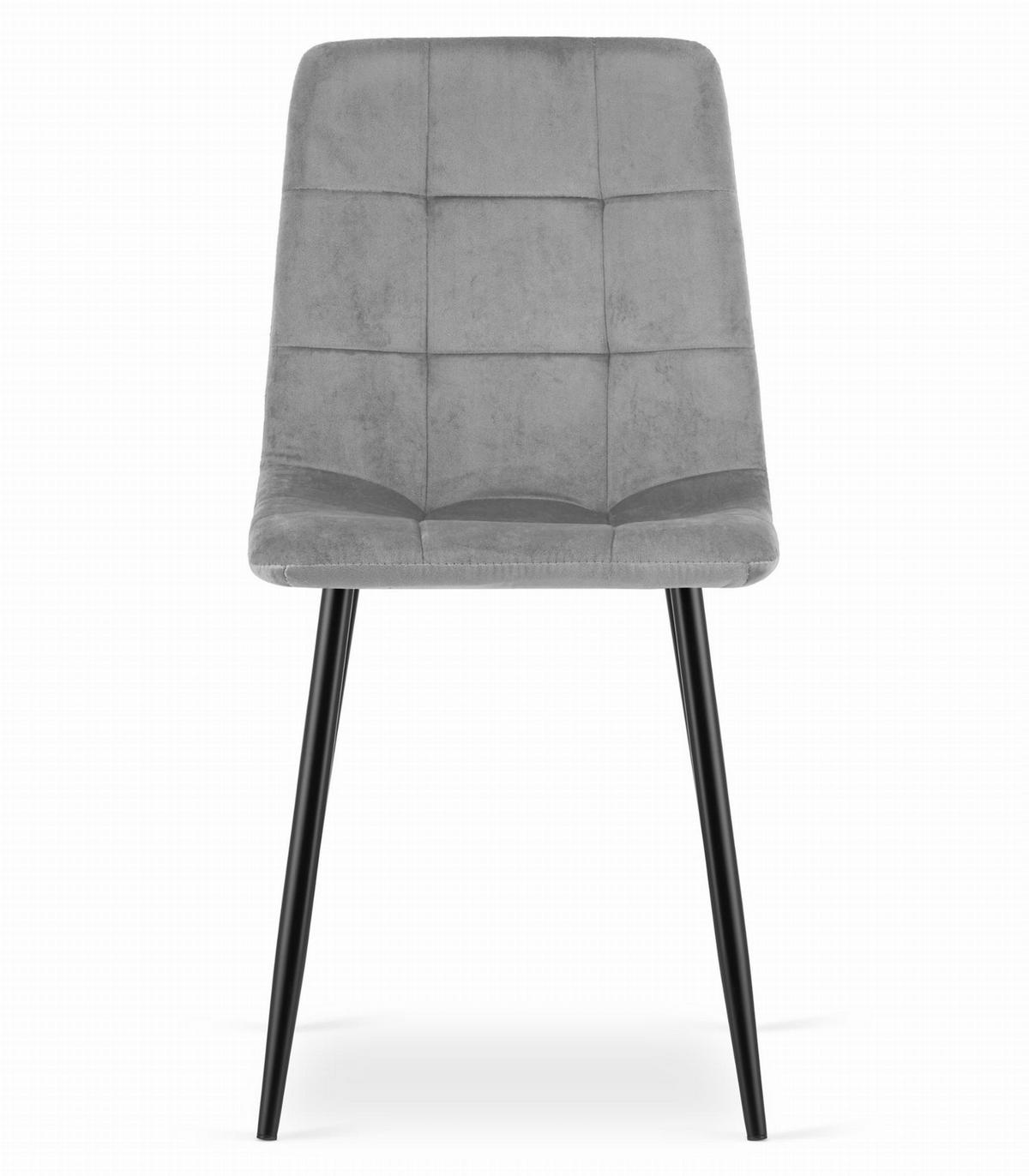 STUHL CETARA 1 Stück, Grau, Schwarz, mit Samtstoff gepolstert - Hellgrau, Textil/Metall (45/87/51cm) - Komodee