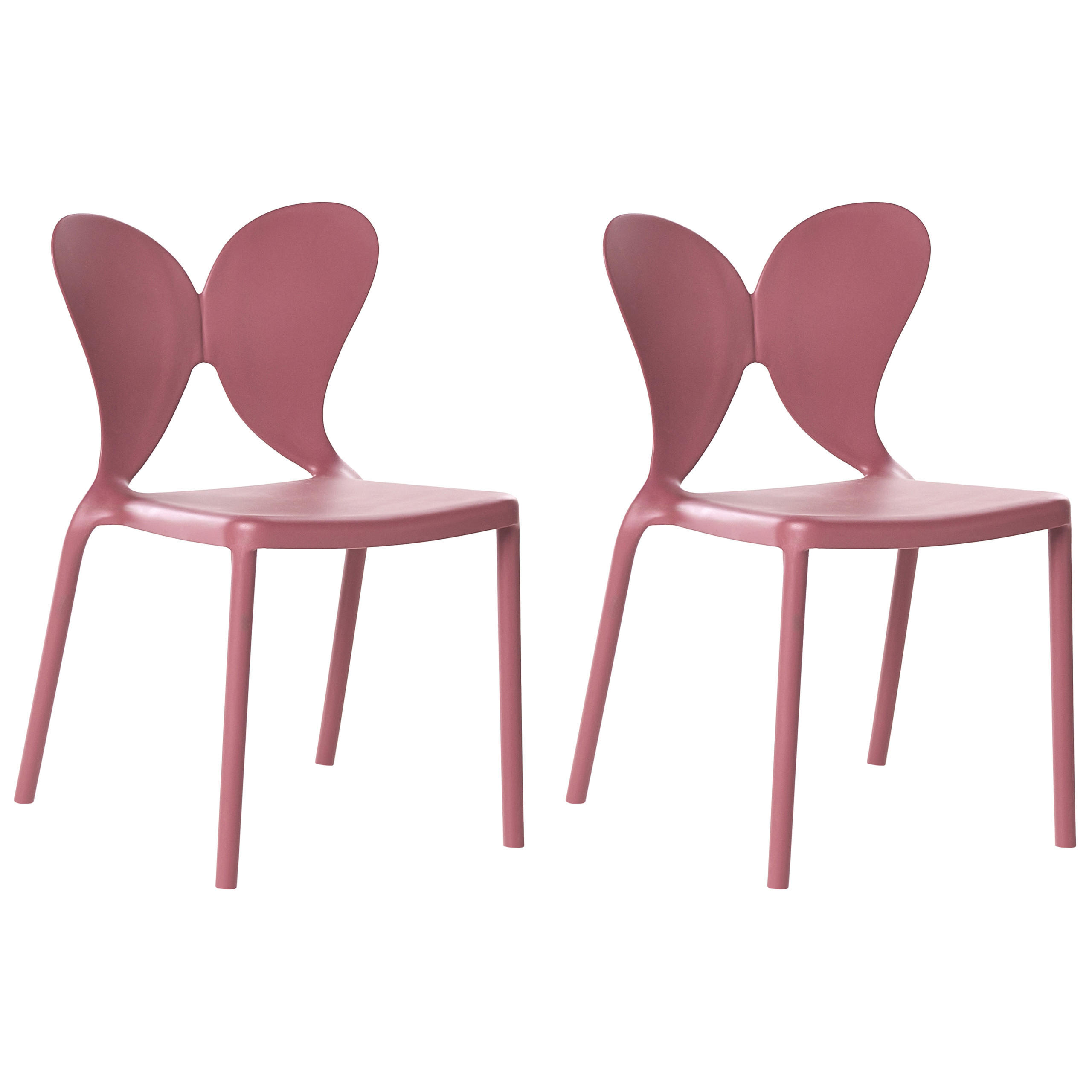 GARTENSTUHL 2er-Set stapelbar Rosa Larissa - Pink, Kunststoff (50/78/48cm) - Beliani