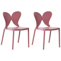 GARTENSTUHL 2er-Set stapelbar Rosa Larissa - Pink, Kunststoff (50/78/48cm) - Beliani