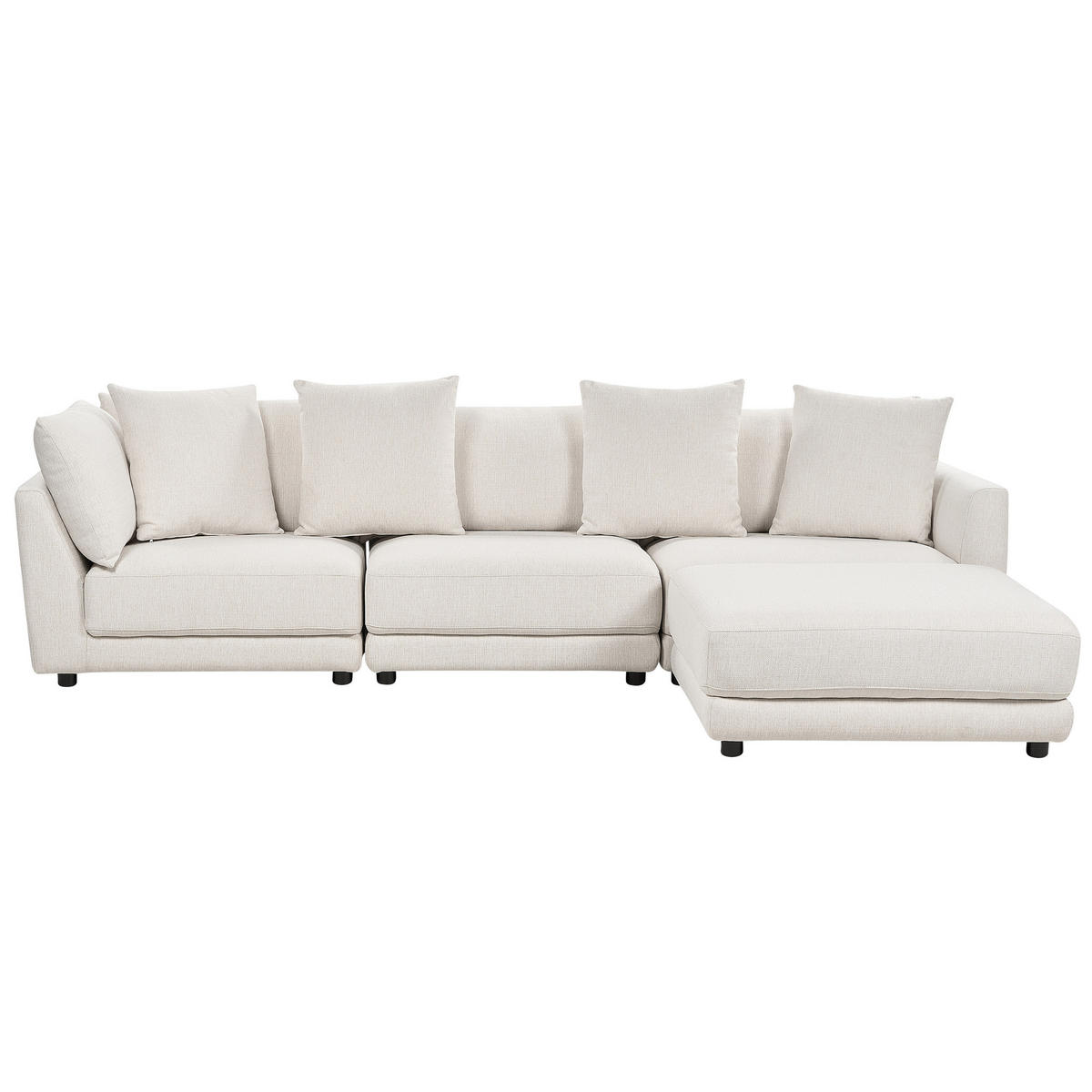 3-SITZER-SOFA cremeweiß mit Ottomane Sigtuna - Schwarz/Weiß, Textil (300/86/102cm) - Beliani