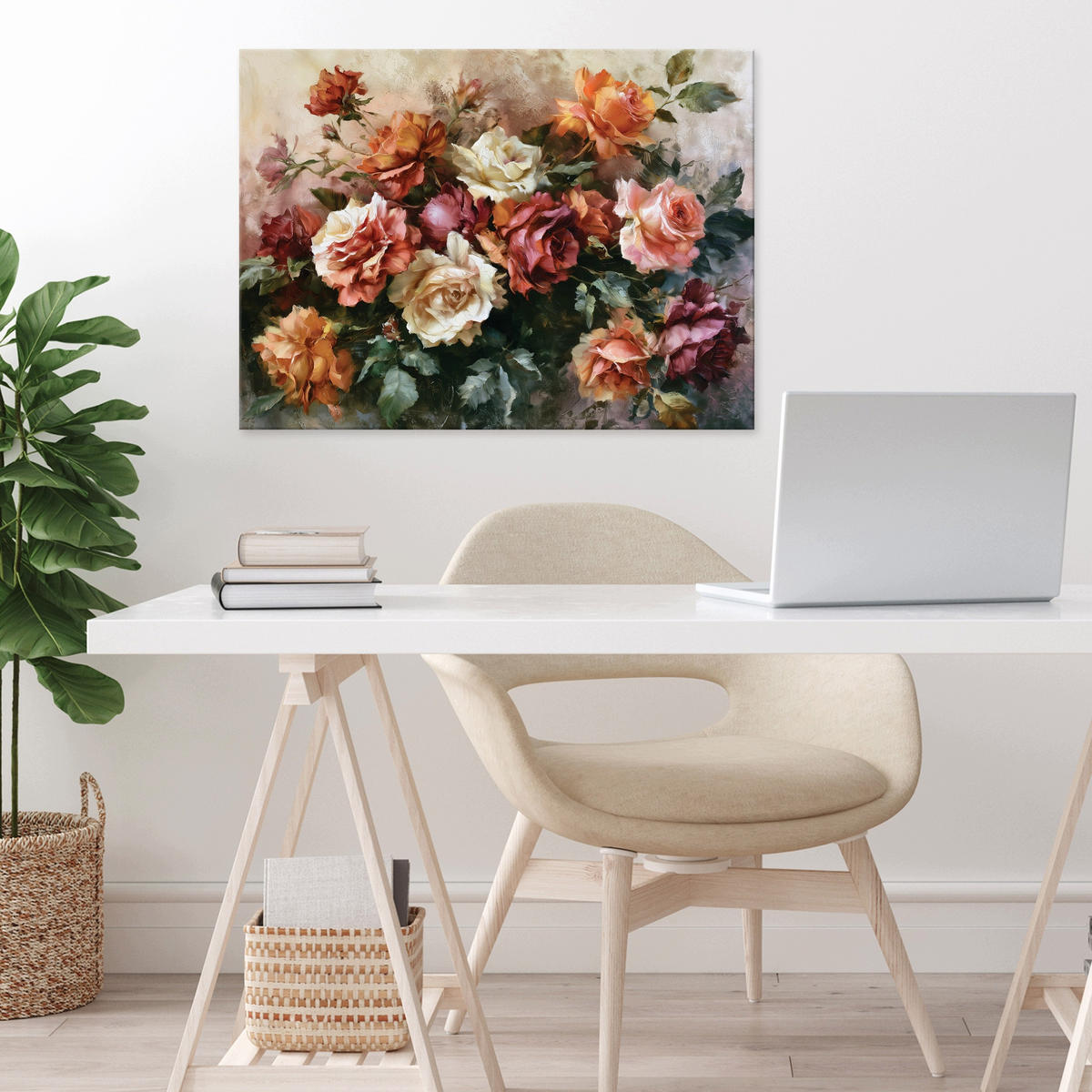 LEINWANDBILD Blumen Rosen Bunt 60x40 cm - Multicolor, Holzwerkstoff (60/40cm) - Wallarena