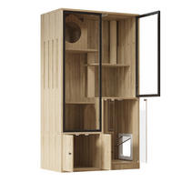VITRINE Naturfarben 90×50×160 cm aus MDF mit Glasfronten und verriegelbarer Tür - Naturfarben, Holzwerkstoff (90/160/50cm) - Luhomfu