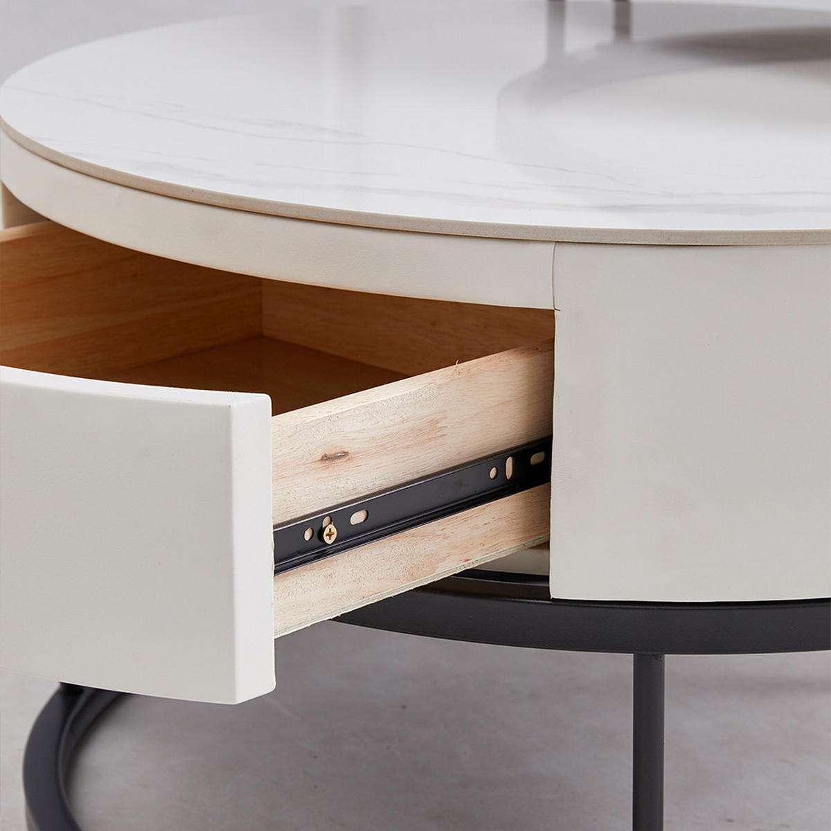 COUCHTISCH 2er-Set mit Schieferplatte und Schublade - Weiß, Holzwerkstoff (70/70/45cm) - OKWISH