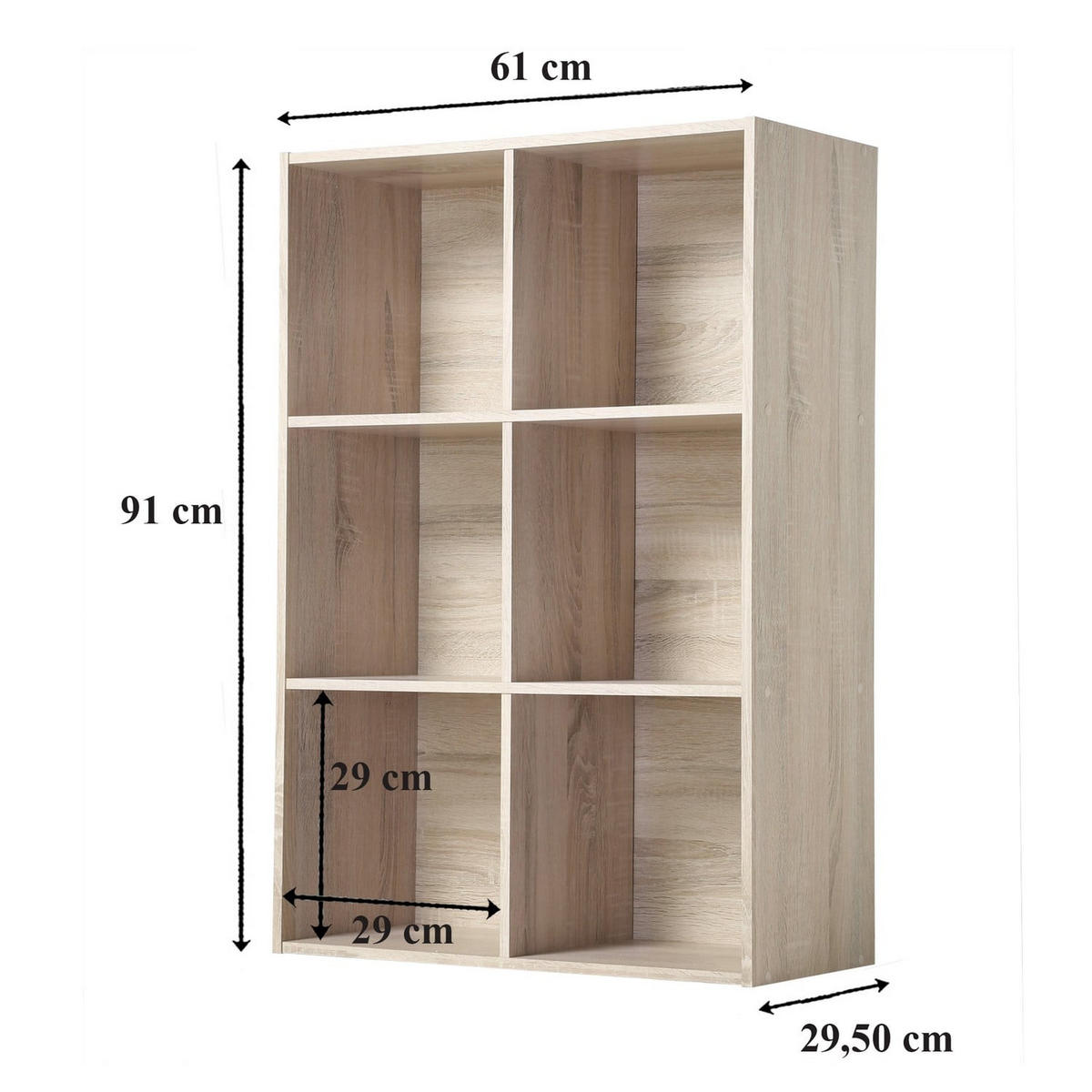 REGAL mit 6 Fächern - H91,5 x L61,5 cm - Apfelbaumfarben, Holzwerkstoff (29.5/91.5/61.5cm) - Calicosy