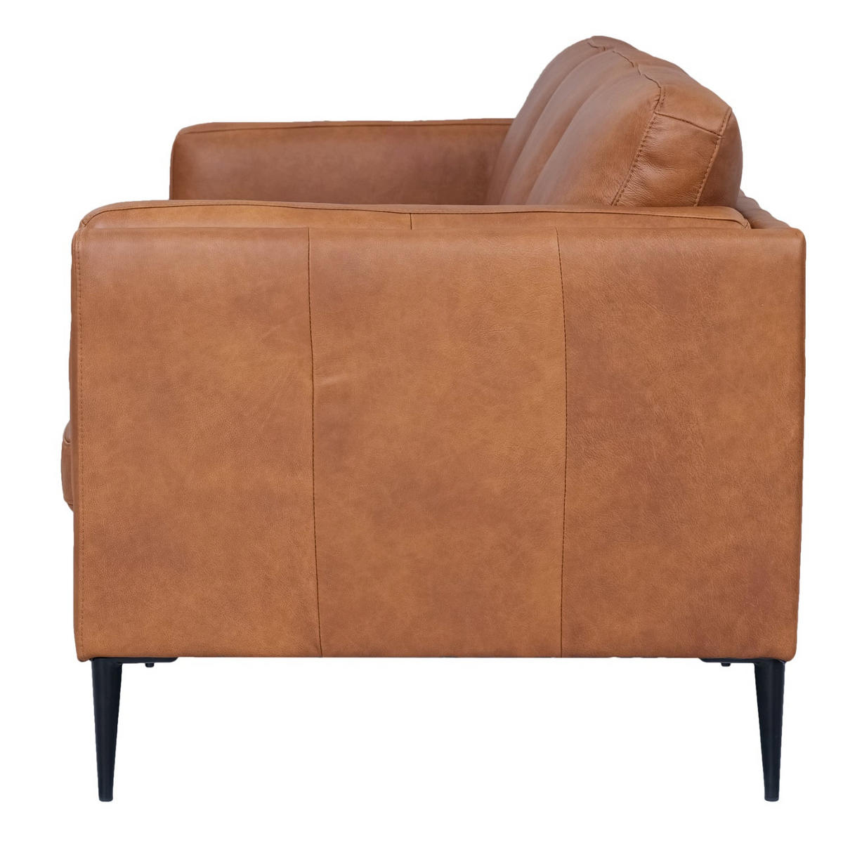 DREISITZER-SOFA Echtleder Braun - Schwarz/Braun, Leder/Metall (220/83/88cm) - Furnhouse
