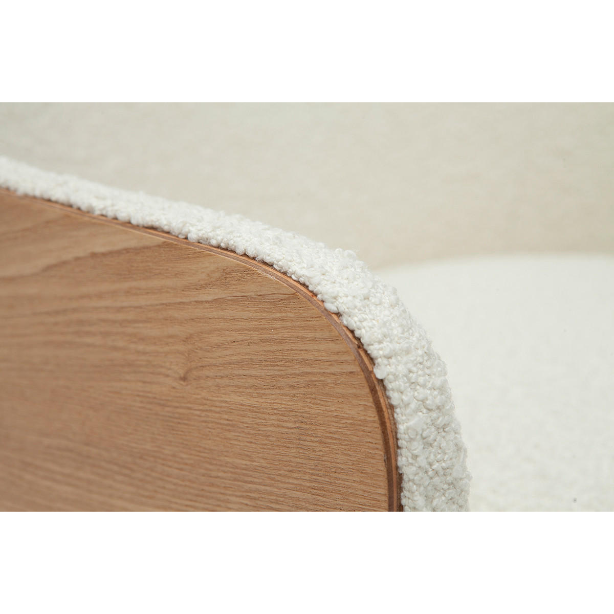 SESSEL skandinavisch Woll-Effekt Holz VALMY - Weiß, Textil (76/79/66cm) - Miliboo