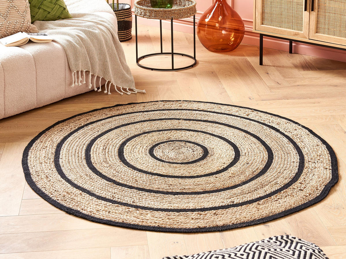 TEPPICH geflochten Bukse 140/140 cm - Beige, Naturmaterialen (140/140cm) - Beliani