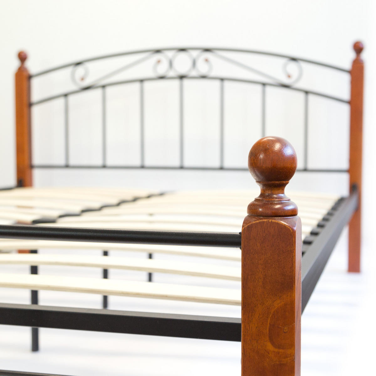 METALLBETT 180/200 cm in Schwarz Braun mit Lattenrost - Schwarz/Braun, Metall (180/200cm) - Homestyle4u
