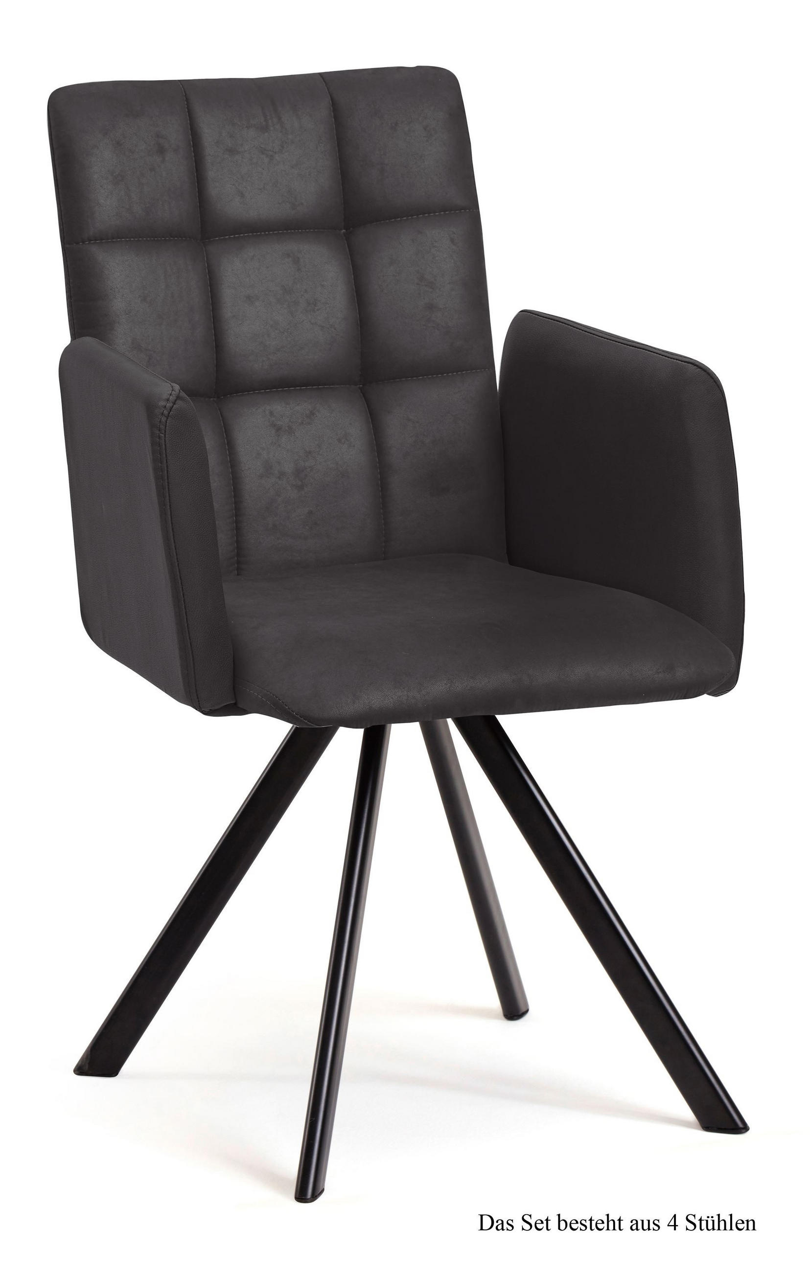 ARMLEHNSTUHL drehbar (4er-Set) Despo 52x91x60 Schwarz/Anthrazit - Anthrazit/Schwarz, Kunststoff (60/91/52cm) - 58aufmkessel