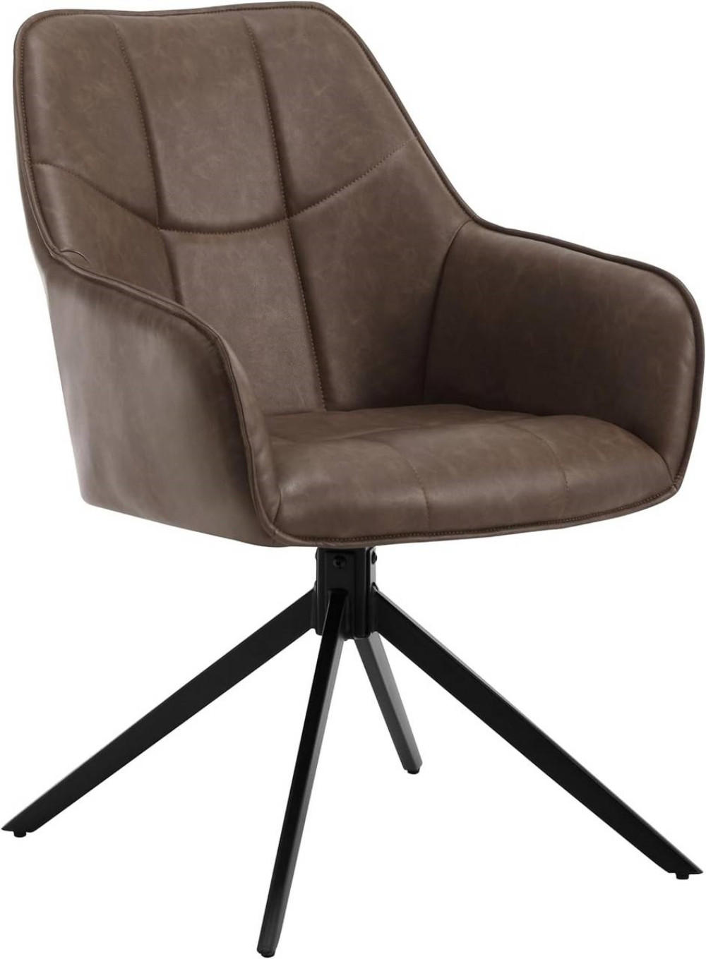 ESSZIMMERSTUHL drehbar,Vintage Kunstleder, Braun - Schwarz/Braun, Kunststoff/Metall (58/86/63.5cm) - Woltu