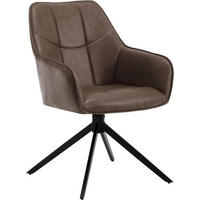 ESSZIMMERSTUHL drehbar,Vintage Kunstleder, Braun - Schwarz/Braun, Kunststoff/Metall (58/86/63.5cm) - Woltu