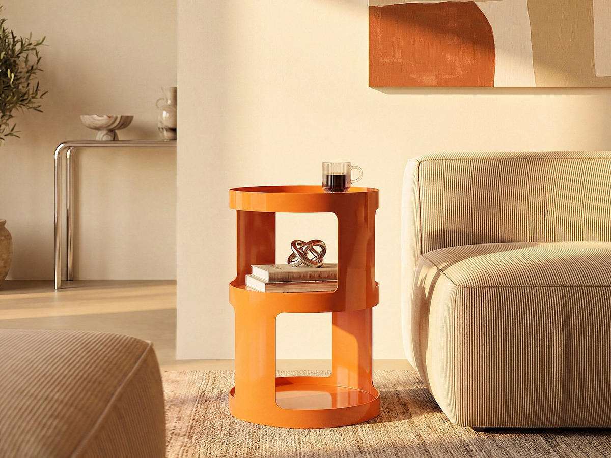 BEISTELLTISCH - 35 cm x 35 cm - metall - orange Marjak - Orange, Metall (35/35/54cm) - Vente-Unique