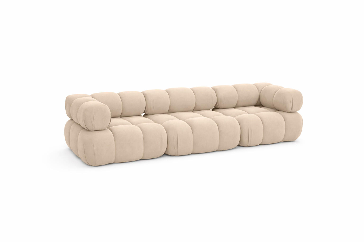 COUCH, 3-Sitzer Modular, Veloursstoff Salvador, Beige, Selia - Beige, Holz (285/70/95cm) - Kaiser Möbel