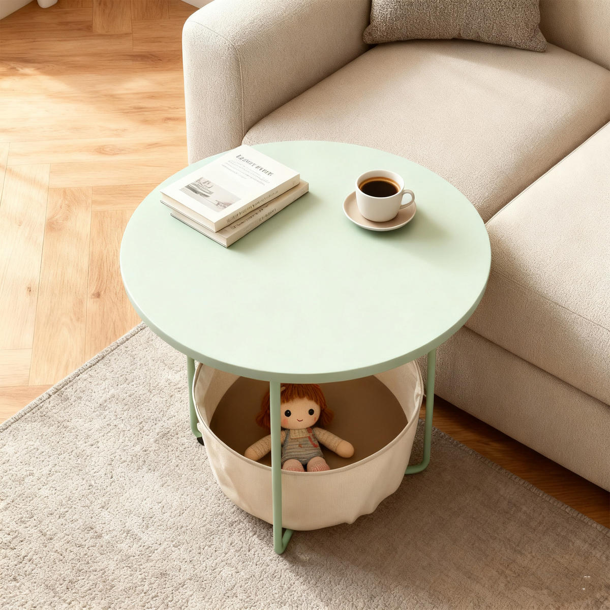 BEISTELLTISCH - Multicolor, Holzwerkstoff/Textil (45/45/50cm) - Relaxdays