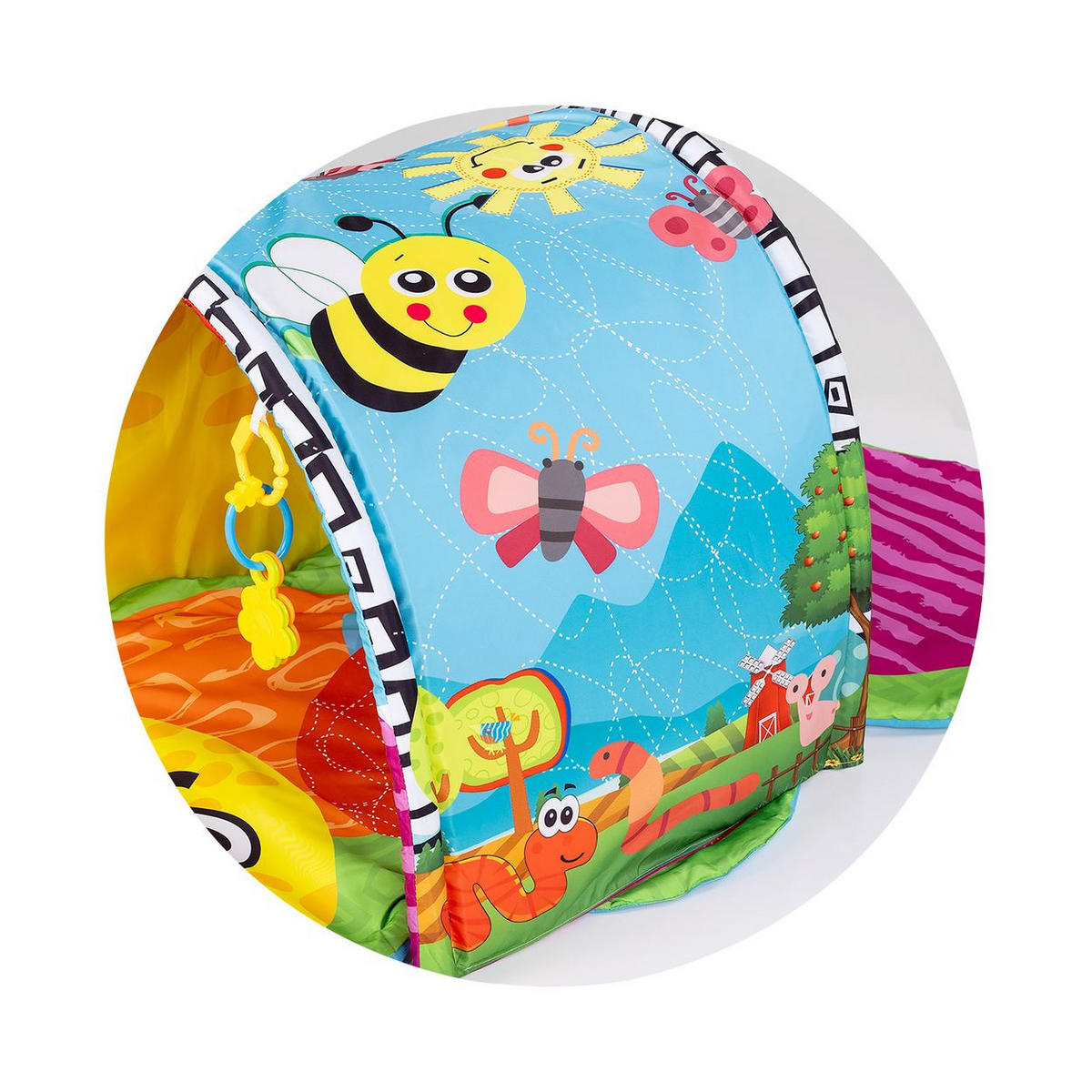SPIELBOGEN Tunnel Biene bunt Krabbeldecke, hängende Spielzeuge, Greiflinge, Beißringe, ab Geburt - Multicolor, Textil (50/47/140cm) - Chipolino