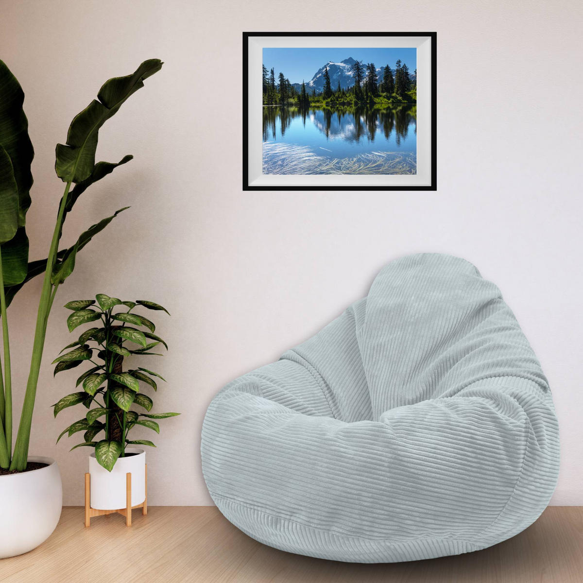 SITZSACK PARADISE MIT FUßSTÜTZE Kordsamt 2-tlg Green Lily M - Hellgrün, Textil (90/100/90cm) - Dreamroots