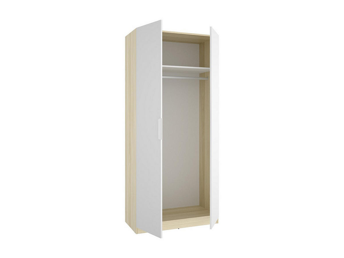 KLEIDERSCHRANK - 91 cm x 51.4 cm - holz - naturfarben hell, weiß Kalony - Naturfarben/Weiß, Holz (91/203.5/51.4cm) - Vente-Unique