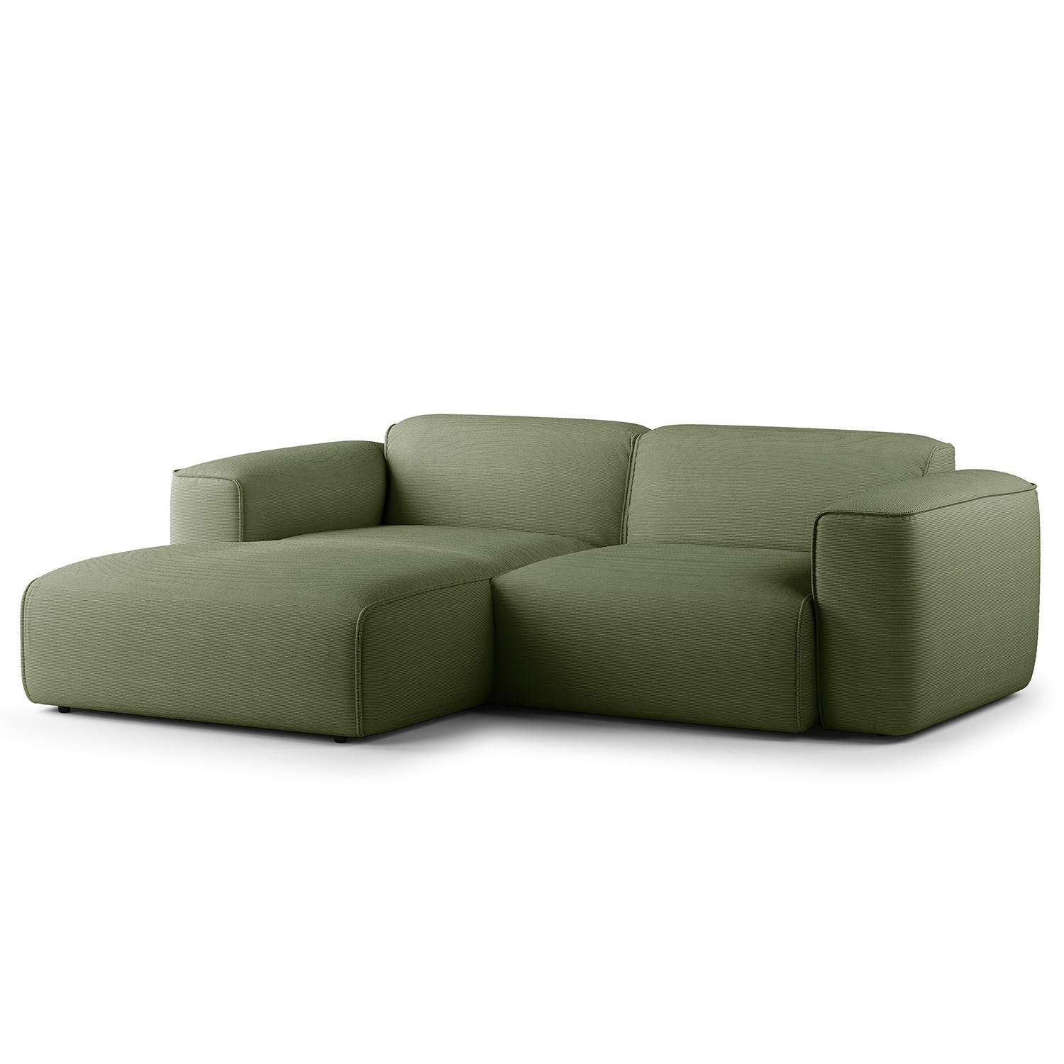 ECKSOFA mit XL-Longchair - Schwarz/Grün, Kunststoff/Textil (260/171cm) - home24
