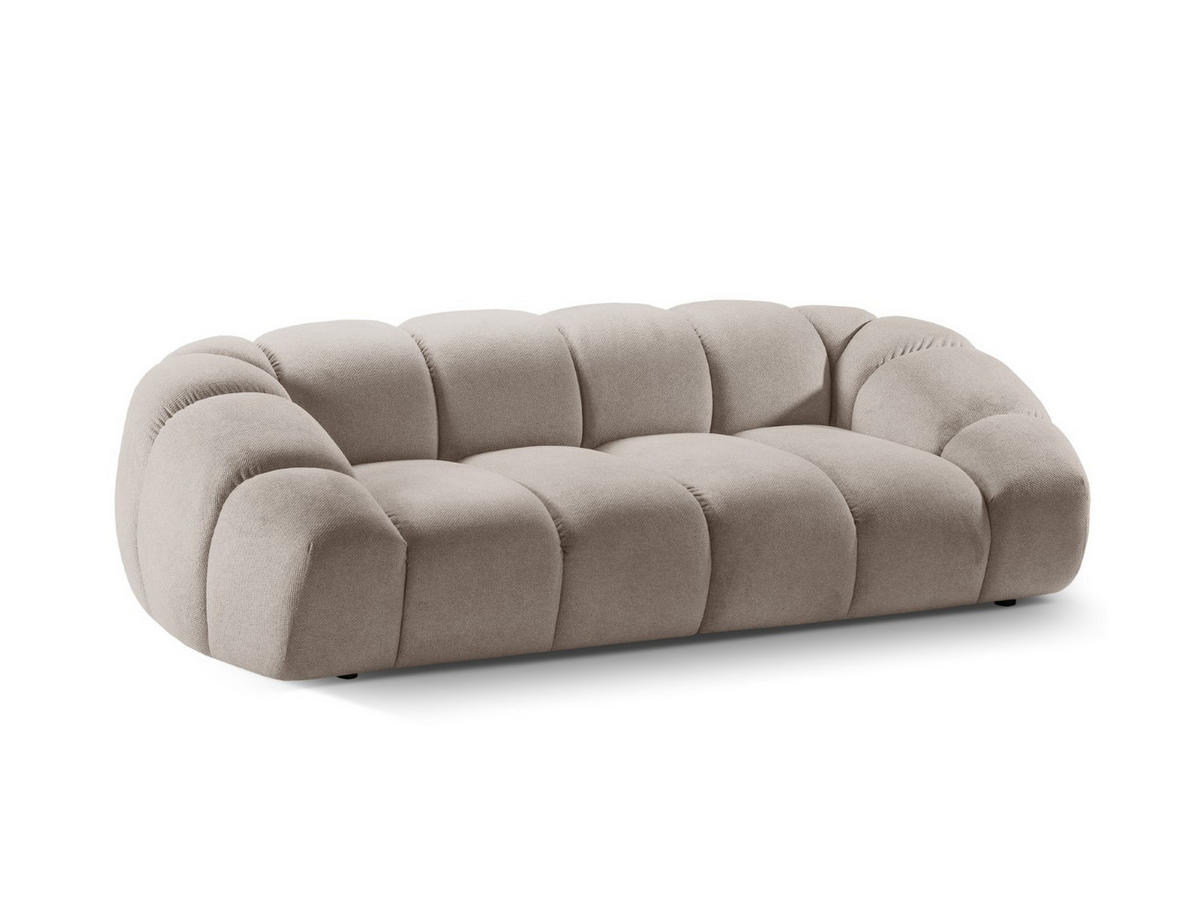 SOFA Diana aus Strukturierter Samt dunkelbeige 3 Sitzplätze - Mokka, Textil (114/72/234cm) - Micadoni