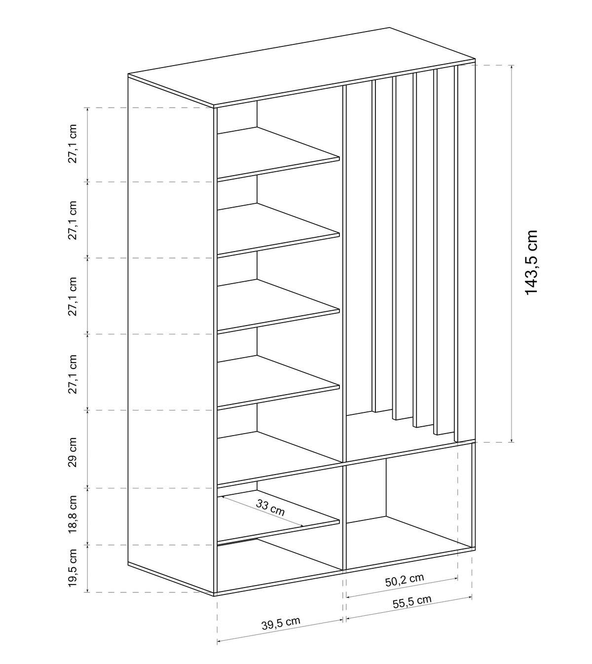 GARDEROBENSCHRANK Milanoir Kaschmir 100/189,4/33 cm - Modern mit Spiegel - Beige, Holzwerkstoff/Kunststoff (100/189.4/33cm) - AX Living
