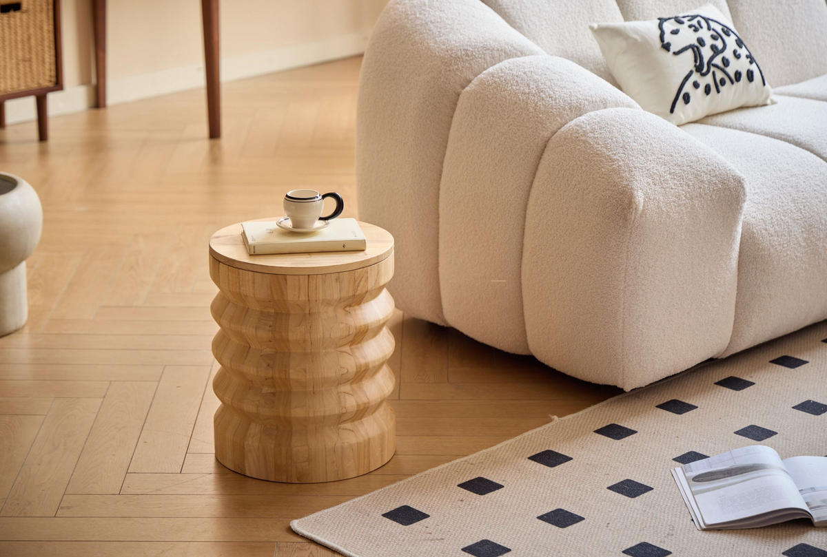 POUF Holz Braun - Braun, Textil (34.5/42/34.5cm) - Nordlys