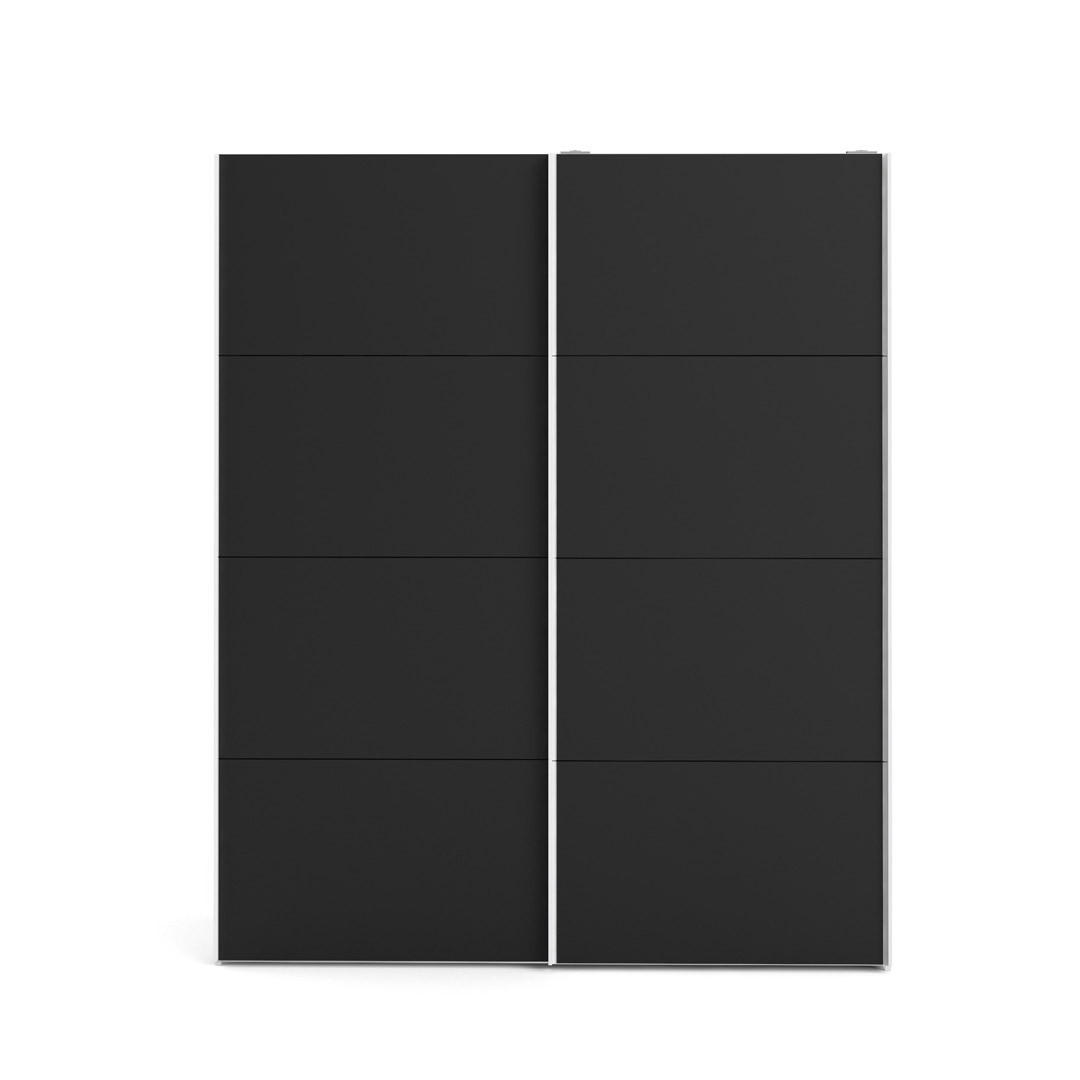 SCHWEBETÜRENSCHRANK mattschwarz - Weiß, Holzwerkstoff (183/221/61cm) - ebuy24