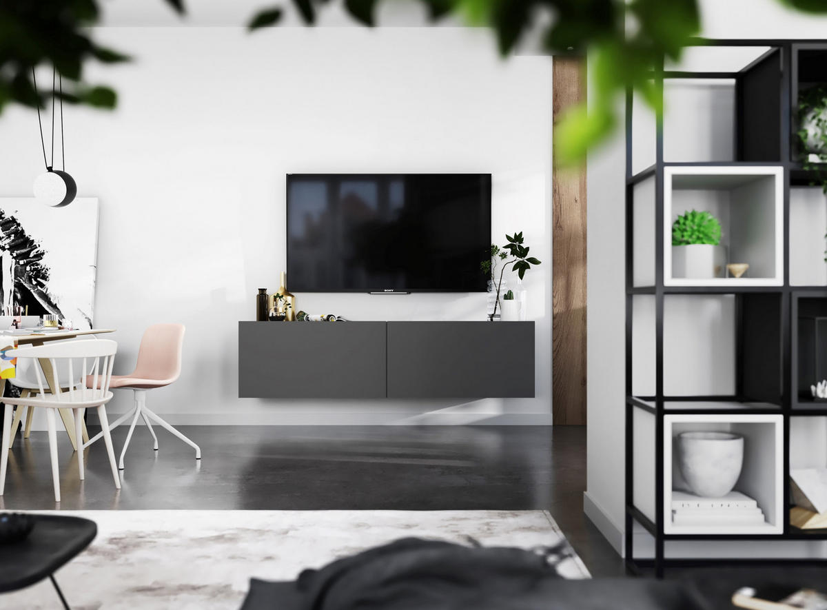 TV-SCHRANK Enjoy Graphit matt Loft 120 cm - Grau, Holzwerkstoff (120/37/35cm) - Meble Lindner