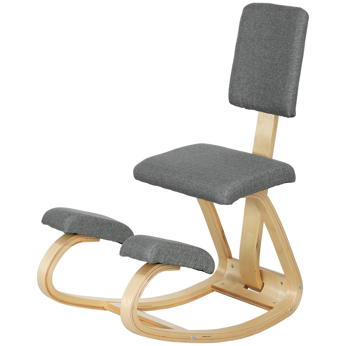 KNIESTUHL DE-05156 Ergonomisch, schaukelnd & rückenschonend Grau - Grau, Holz (51/93/84cm) - ComfortXL