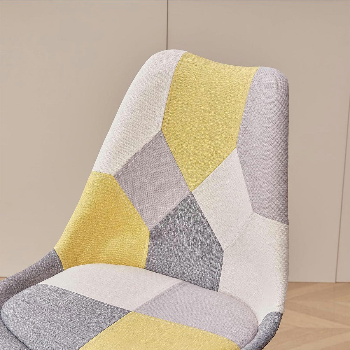 ESSZIMMERSTUHL 2-teiliges Set Patchwork Gelb Massivholzbeine - Multicolor, Textil (49/83/42cm)