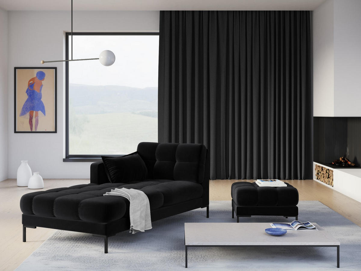 POUF Mamaia aus Samt schwarz - Schwarz, Textil (60/41/60cm) - Micadoni
