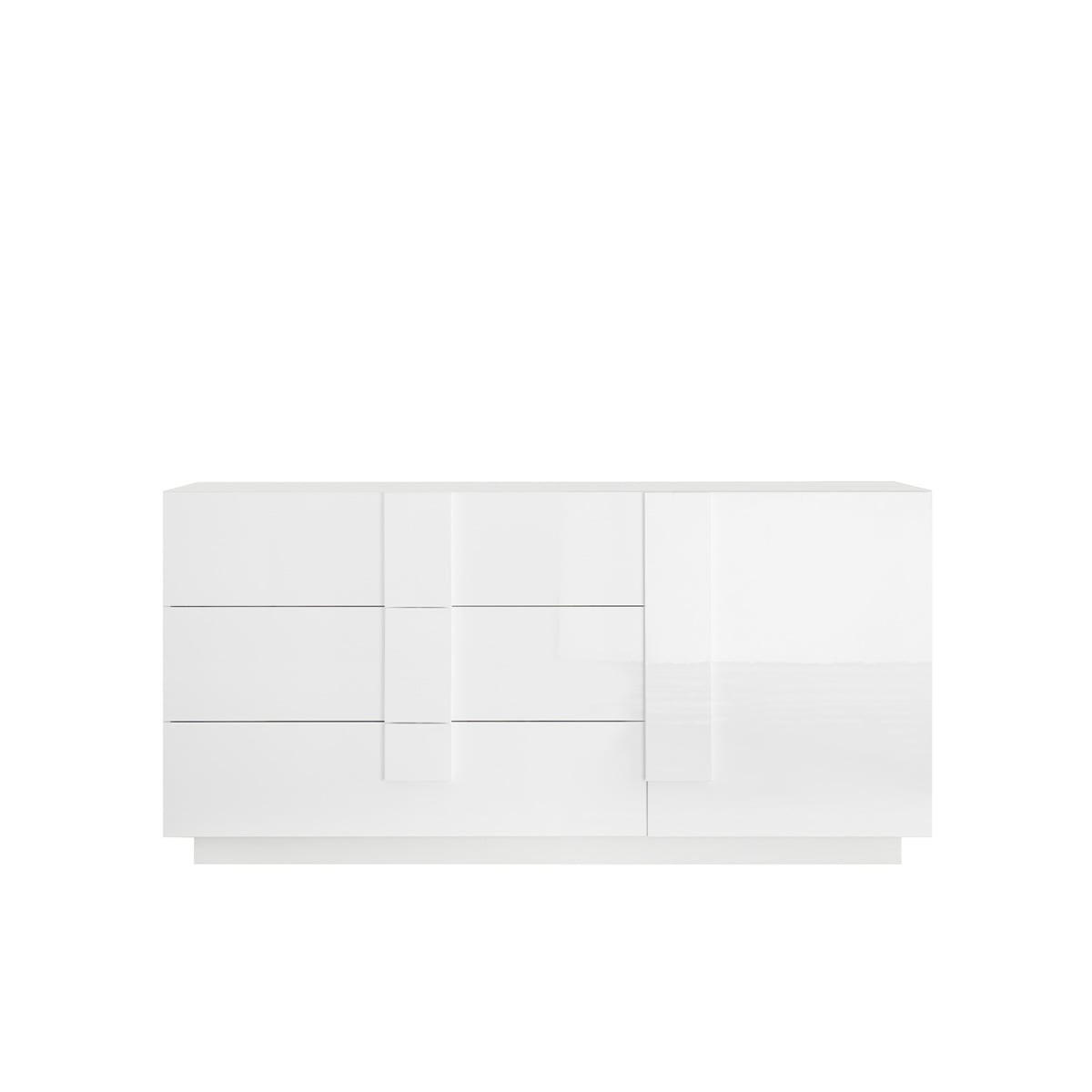 SIDEBOARD mit 3 Schubladen und 1 Tür L182 cm - Jupiter - Weiß, Holzwerkstoff (44/90/182cm) - Calicosy