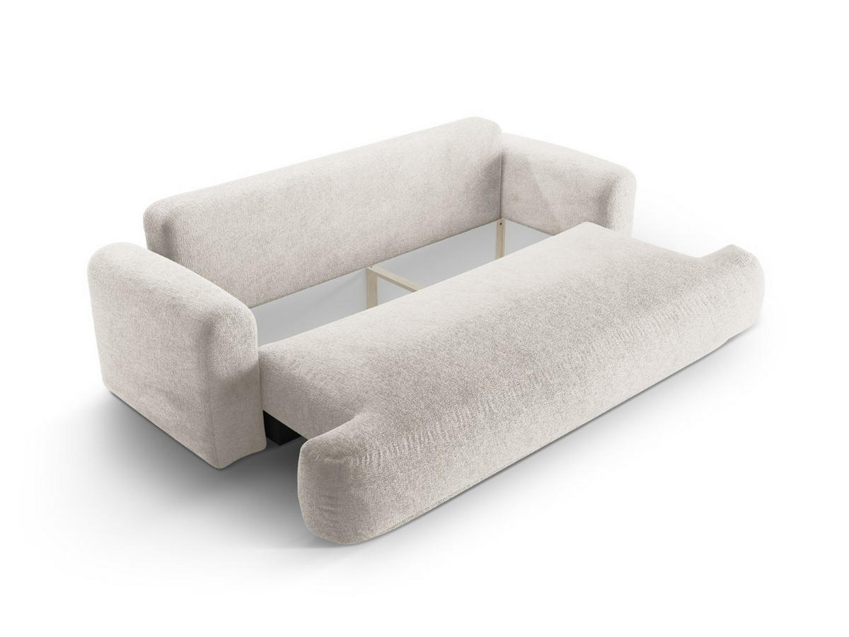SOFA ausklappbar mit Bettkasten Ella aus strukturiertem Stoff beige 3 Sitzplätze - Beige, Textil (108/94/271cm) - Micadoni