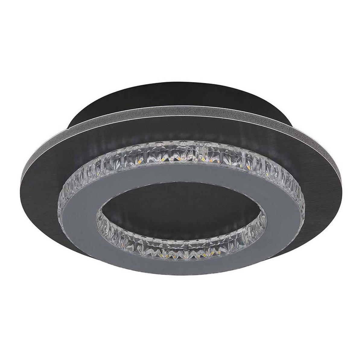 DECKENLEUCHTE JAYDEN, LED, Schwarz, Metall, Kristalloptik - Schwarz, Metall (20/20/5.5cm) - Globo Lighting