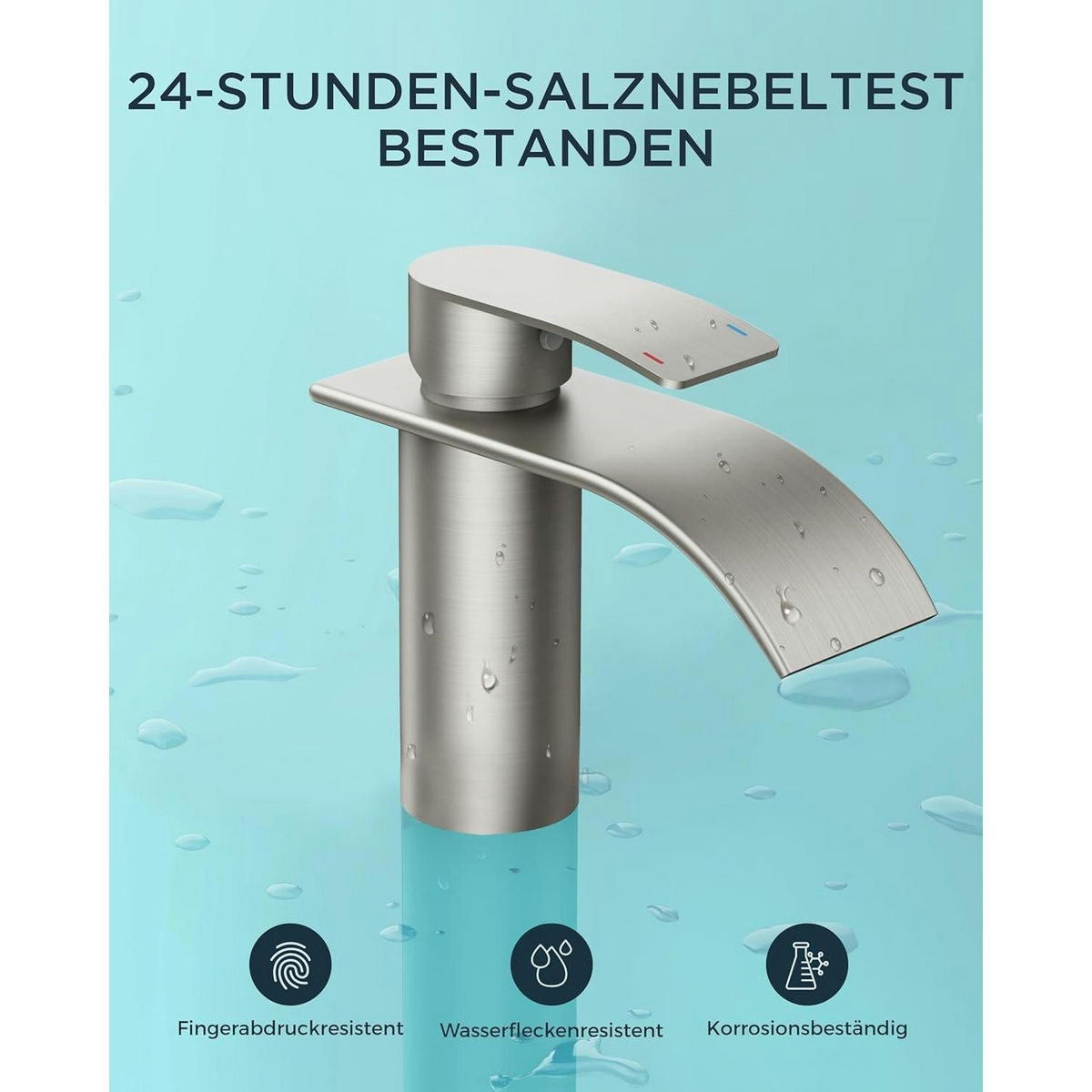 WASCHTISCHARMATUR Wasserfall Edelstahl 80 mm - Silberfarben, Metall (12.7/7.5/14.2cm)